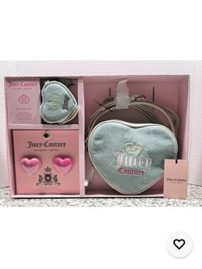 Juicy Couture Heart Crossbody Bag, Lip Gloss & Mini Set - Mint Pink